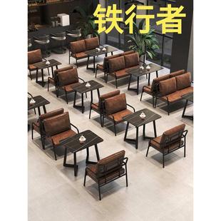 复古工业沙发酒吧沙发桌椅组合烧烤店餐厅卡座清风吧酒馆咖啡厅