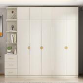 门衣橱现代风家用简约多功能组装 双开门衣柜实木对开衣柜奶油卧室