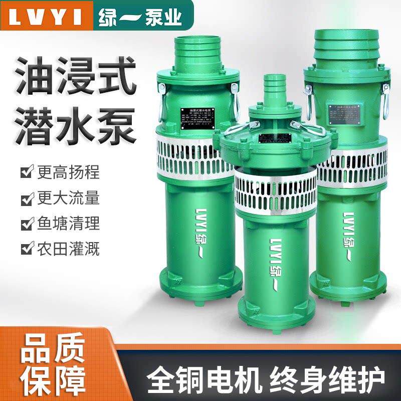 绿一QY油浸式三相潜水泵农用灌溉高扬程大流量抽水机抽水泵380V盖布配件