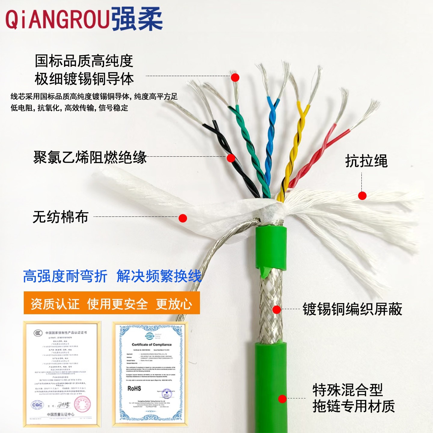 TRVVSP高柔性拖链双绞屏蔽电缆2 4 6 8 10芯伺服电机编码器信号线