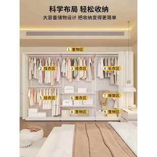 A8洞WSH洞板简易衣柜卧L用室家出租房开放衣帽间架式 子金属钢制