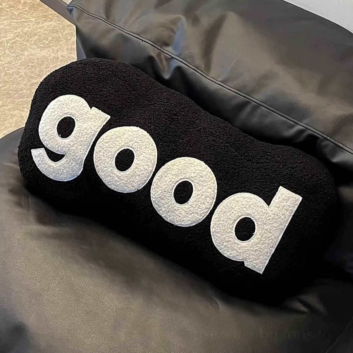 创意字母good抱枕靠垫床上飘窗办公室毛绒腰靠沙发客厅轻奢高级感
