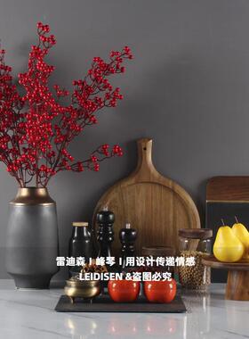 新中式样板房间厨房摆件组合花艺研磨器储物罐饰品展厅陈设软装