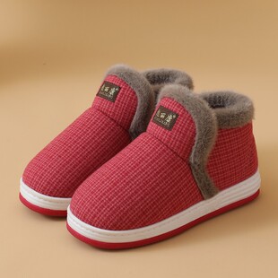 中老年秋冬季加绒加厚底棉拖鞋包跟男款防滑女士外穿室内居家棉鞋