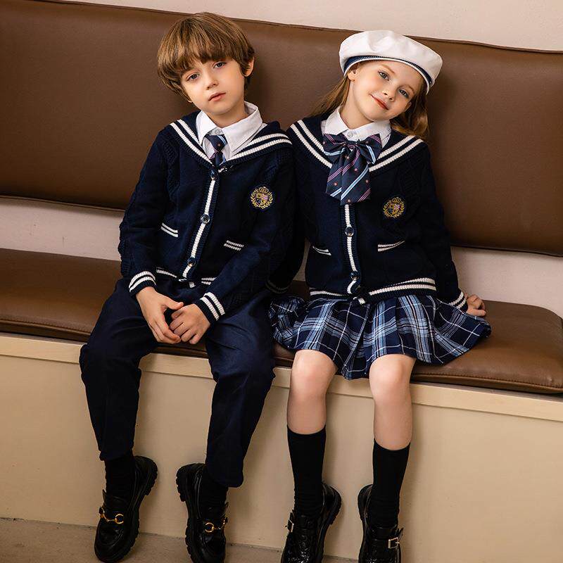 幼儿园园服秋冬季校服儿童班服英伦风针织衫2021学生套装学院风