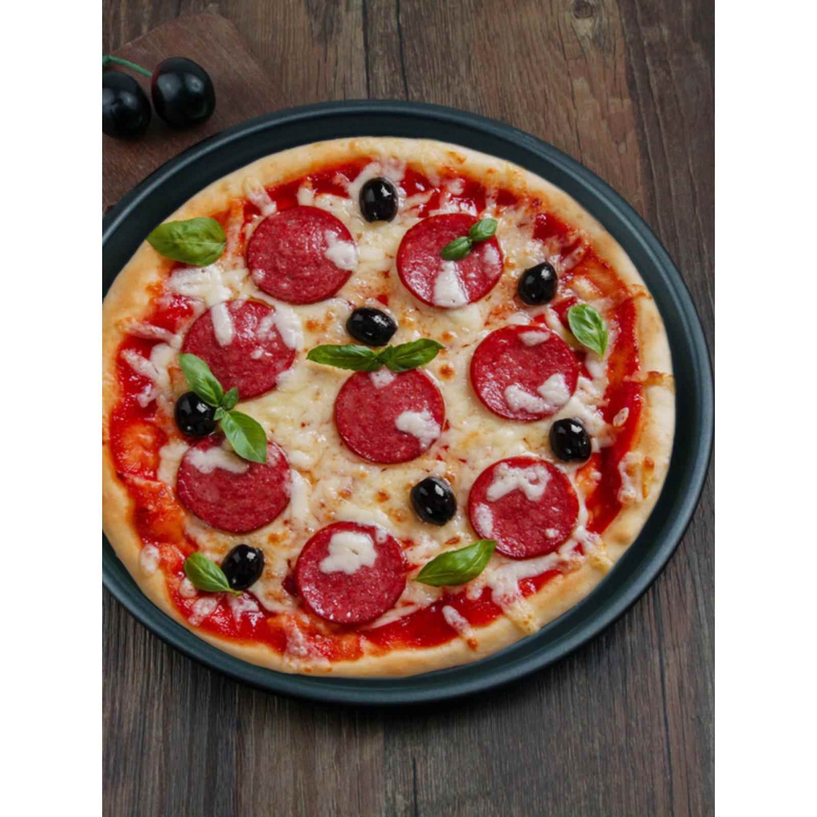 加厚双面不粘碳钢9/10/11/12寸家用披萨盘 pizza 烤盘 烘焙模具