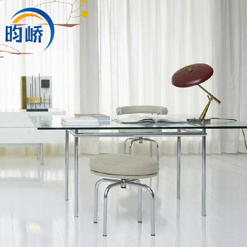 昀峤家具LC12Table餐台不锈钢钢化玻璃长方形板面餐桌长方桌