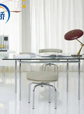昀峤家具LC12Table餐台不锈钢钢化玻璃长方形板面餐桌长方桌