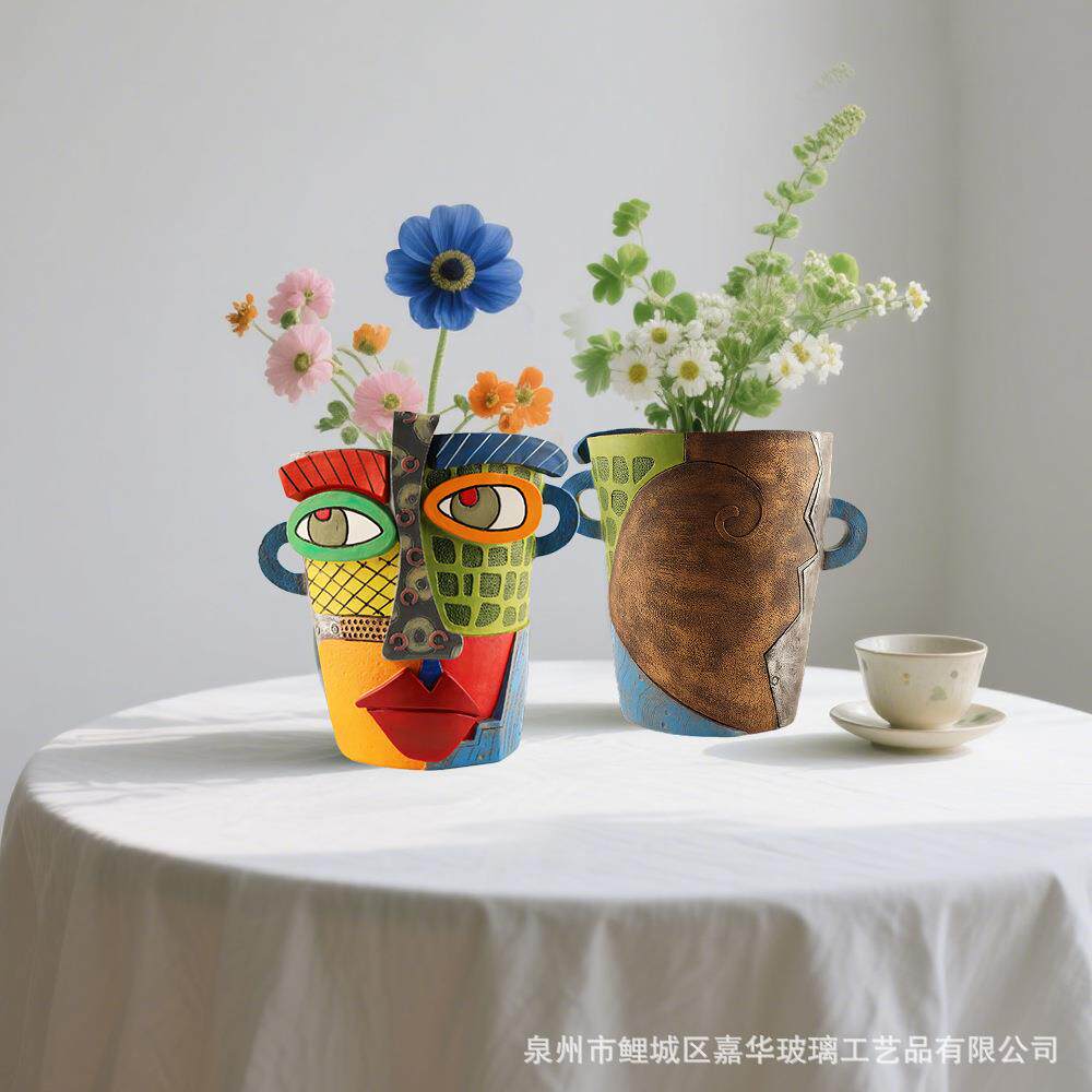 热销树脂家居摆件人脸花盆Resin flowerpot大号多肉绿植盆栽庭院