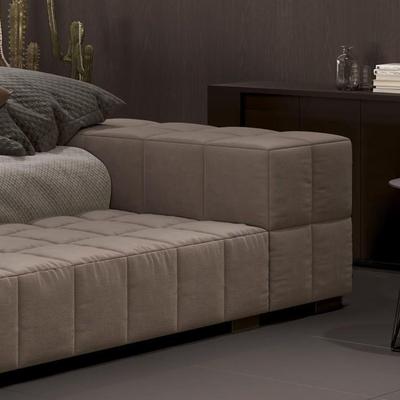 bater床豆腐块床意布式极简实54633木主卧别墅大磨砂布床双人床x