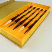 高档善湖笔套装 文房四 家和琏万狼事兴湖州毛笔带礼毫兼毫羊毫盒装