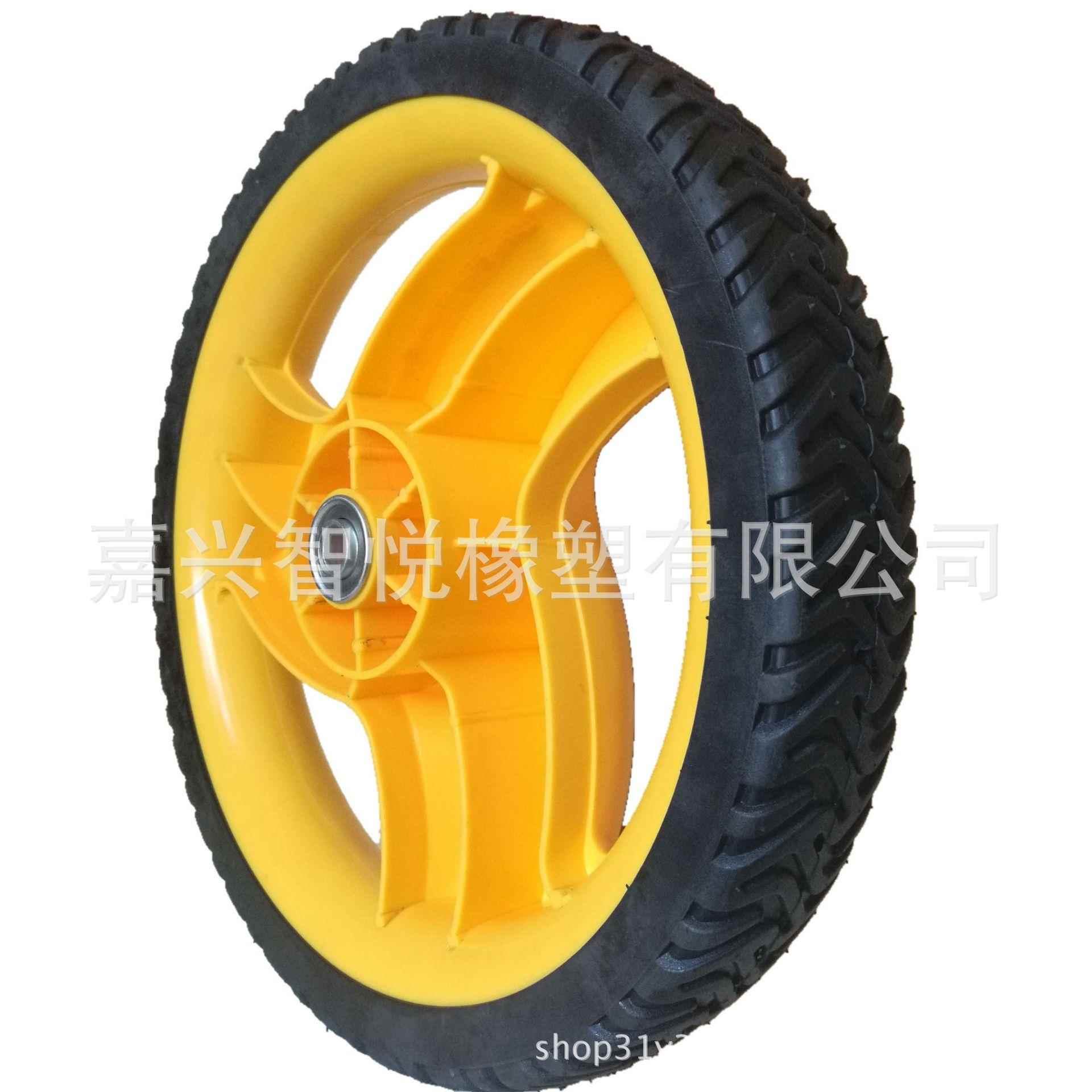 12.5寸草坪机割草机手推车半空心免充气橡胶轮子图片