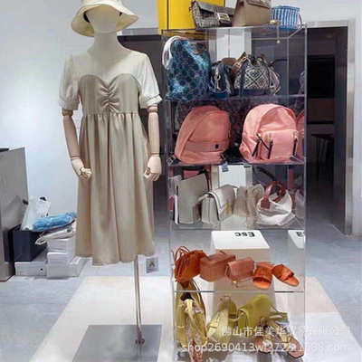服装店亚克力展示架上墙透明水晶饰品陈列架女装店鞋包货架置物架