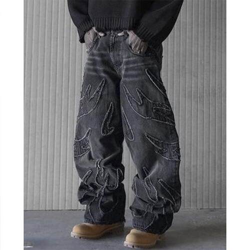 Loose Fit Men's Jeans Street Style Pattern Print Cool and