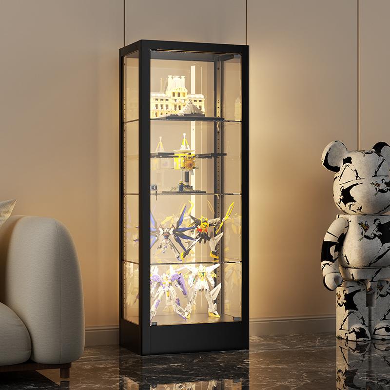 简透玻璃明柜展示柜靠8088墙家用客厅现代约红酒手酒办模型展柜落