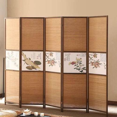 屏风隔断可折叠移动玄关门办公室进门中式简约卧室遮挡实木屏风帘