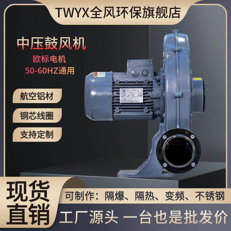 中压风机生物有机肥发酵罐透浦离心风机1500w吹吸两用微型风机
