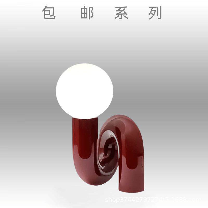 后现代深红色异形台灯 样板房酒店设计师灯具 客厅卧室儿童装饰灯