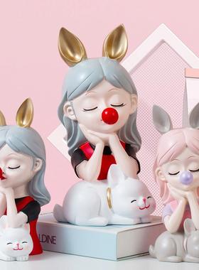 轻奢女孩摆件北欧创意客厅玄关电视柜酒柜卧室生日礼物家居装饰品