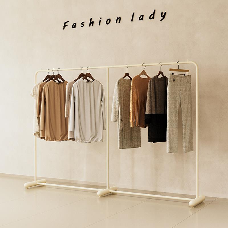 服装店专用展示架陈列架奶白色落地式中岛架女装店挂衣架服装架子