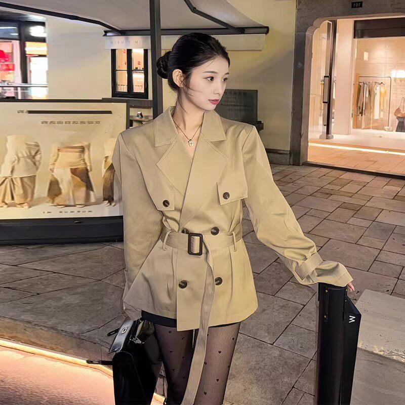 法国Rouje Moaks风衣外套女2026春秋季英伦风小个子收腰短款大衣
