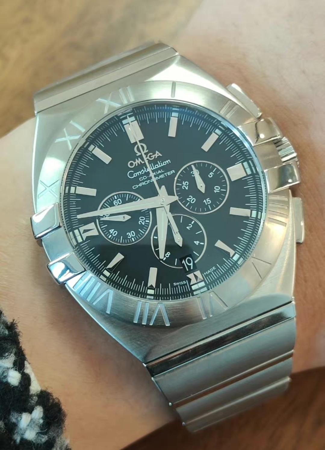 盒证98新41mm欧米茄星座双鹰计时1514.51.00自动机械男表正品