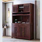 乌金木新中式 实木餐边柜靠墙一体置物柜客厅酒柜储物柜家用餐厅柜