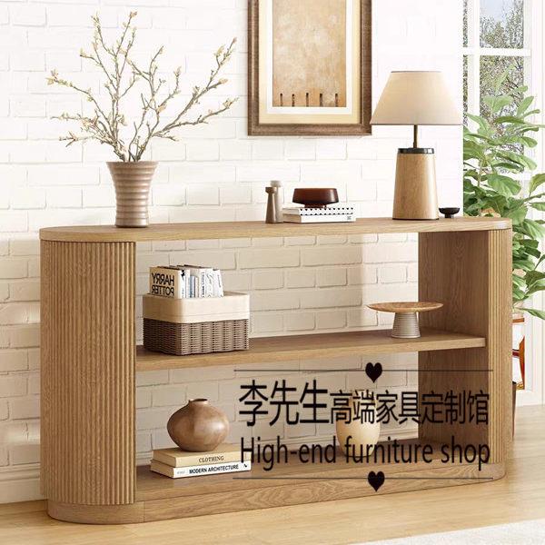 美式乡村实木玄关台客厅沙发背几法式橡木长条桌现代简约玄关桌