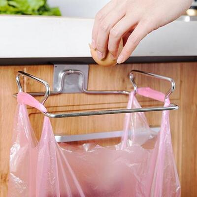 Creative Over-the-Door Stainless Steel Trash Bag Holder and