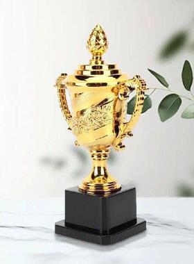 Gold Plastic Trophy Gold Trophy Cup with Lid Game Match