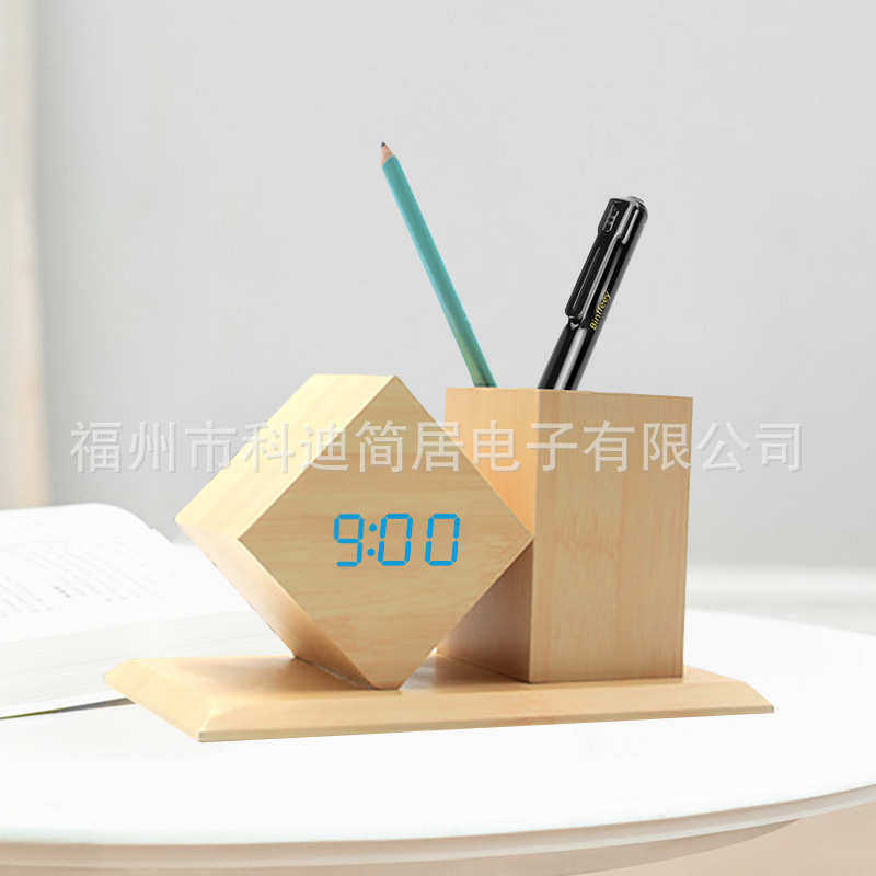 创意学生专用多功能超大声LED闹钟木质笔筒桌面静音儿童电子钟,家居饰品,台钟/闹钟,淘宝优惠券,粉丝福利购,淘宝优惠卷