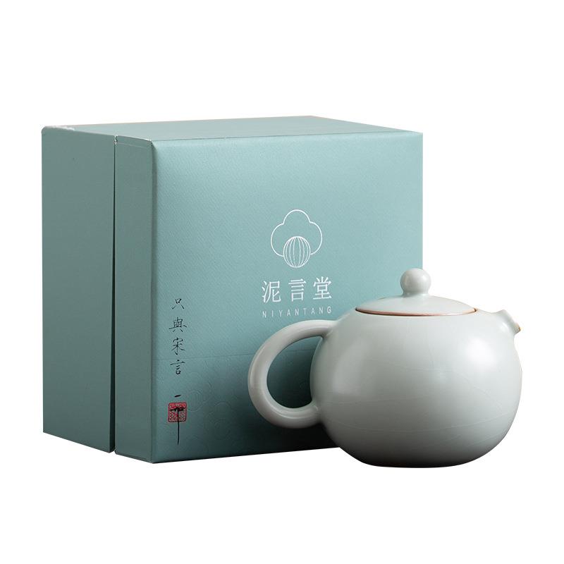 泥言堂汝窑西施壶泡茶壶单壶陶瓷复古手工汝瓷原矿釉青瓷开片茶具