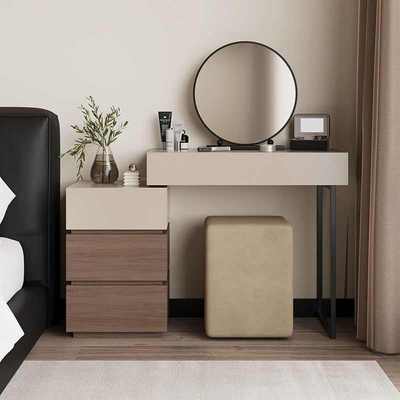 小户型纯实木梳妆台斗柜一体卧室多功能小型床边床头柜化妆桌收纳