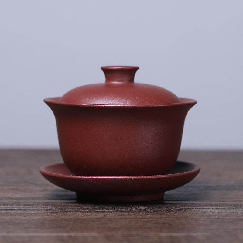 180ml宜兴紫砂盖碗三才茶碗 高端泡茶功夫茶具茶杯套装手工茶盏