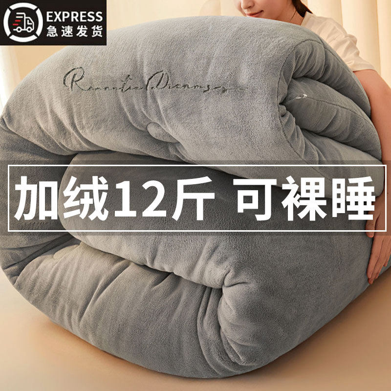 加厚被子冬被牛奶绒冬季棉被加绒保暖被芯2025新款被褥秋冬被10斤,床上用品,化纤被,淘宝优惠券,粉丝福利购,淘宝优惠卷