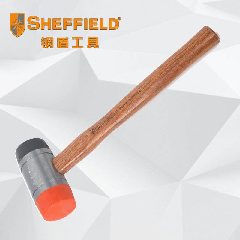钢盾工具木柄安装锤安全锤橡胶锤防震聚氨酯橡胶锤头可换头软锤