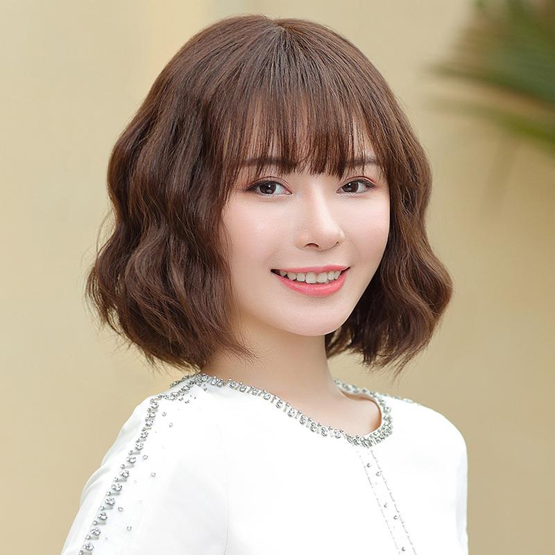 新款直销假发女短发全头套女士短卷发假发头套水波纹蓬松自然真发