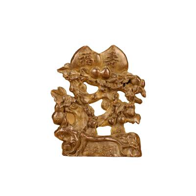 铜器福寿摆件葫芦复古古玩多福添寿居家客厅玄关铜合金仿古工艺品