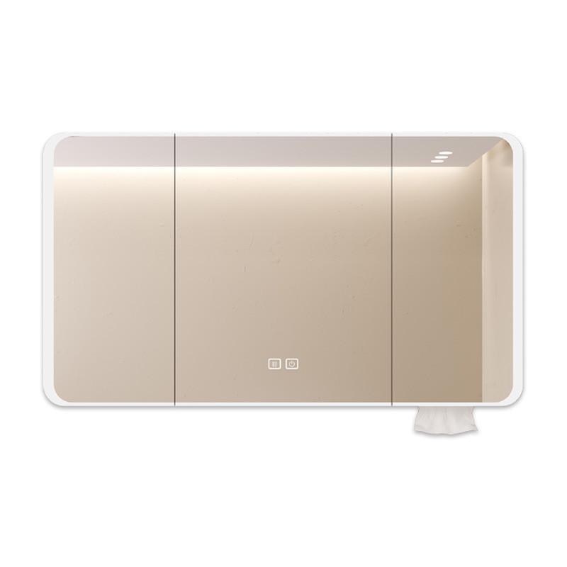 新款厕所太空铝浴室镜柜单独卫生间挂墙式智能镜子带灯收纳洗手间