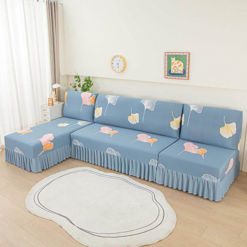 沙发套罩无扶手弹力全包卍能三座一贵妃大沙发裙摆防尘罩四季定制