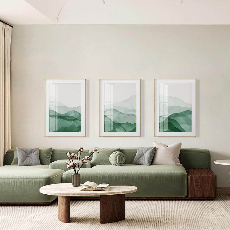 浮翠 现代简约风格客厅装饰画清新渐变水墨沙发壁画酒店民宿挂画