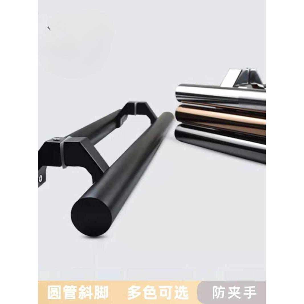 锈钢木移不推框拉有厢玻璃门拉手OWJ亚黑色圆管斜脚KTV包大门把手