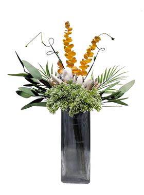 酒店售楼处软装洽花摆1053仿真花绿植玻璃艺插花件器酒店谈桌面花