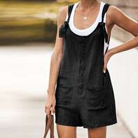 Womens Casual Shorts Summer Cotton Linen Rompers Bib thumbnail 3