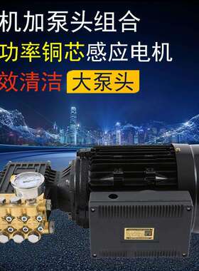 高压清洗机电机加18122泵组合商0用洗车机20V3头8V增压陶瓷柱塞铜