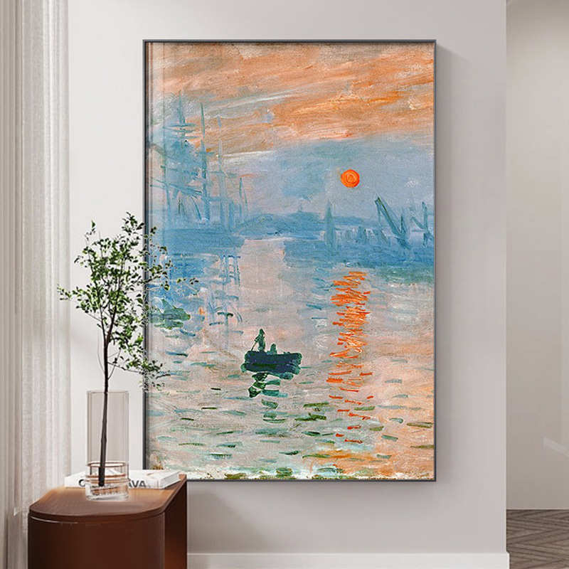 莫奈客厅装饰画沙发背景墙抽象壁画大幅落地画玄关走廊风景挂画