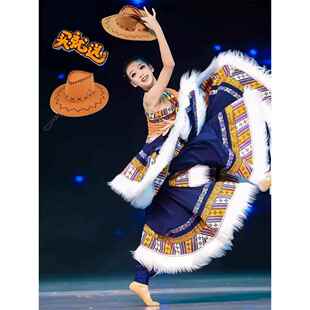 正品儿童藏族次仁族拉索蹈演出服装女民族风半身裙舞藏艺独考舞大