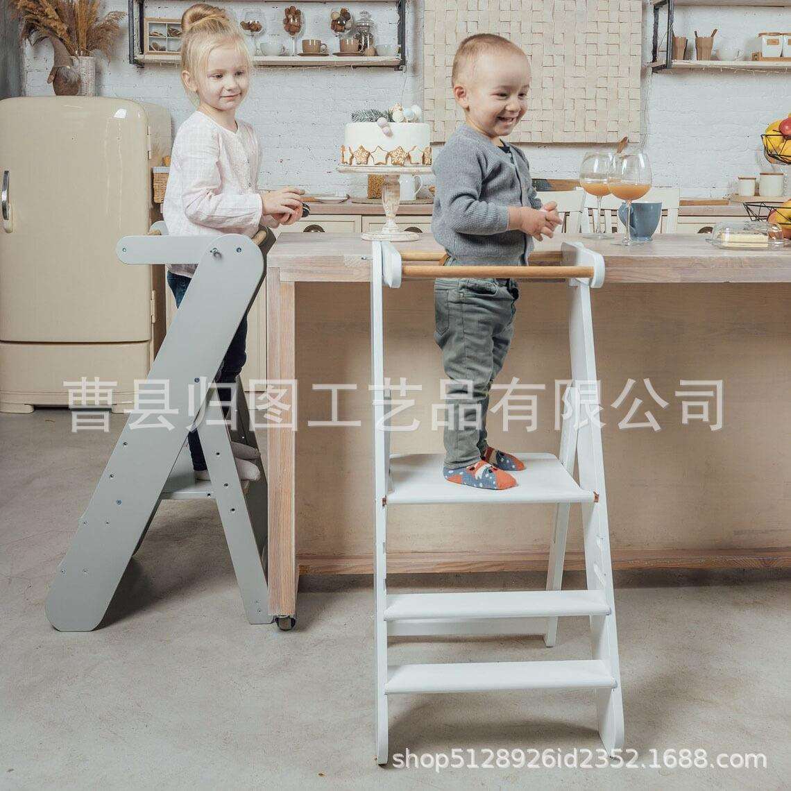 蒙氏学习塔可折叠实木洗手梯儿童洗漱凳幼儿台阶凳子learning tow