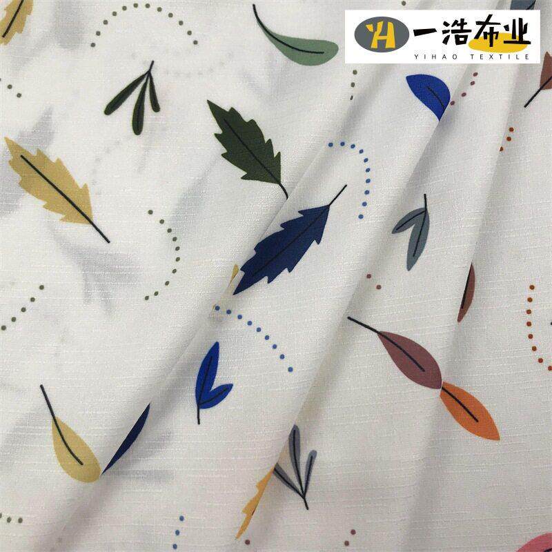 现货弹力竹节麻白色不透雪纺全涤面料 新品汉服休闲服面料