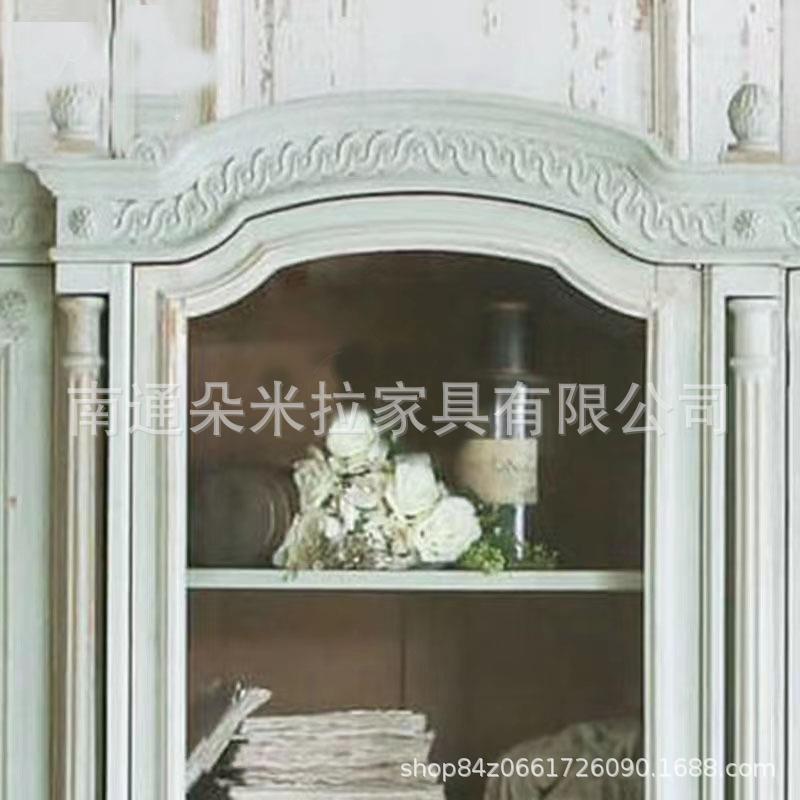 美UIK橱式仿储古实木雕花做风旧衣玻璃门法式宫廷轻奢衣柜客厅物